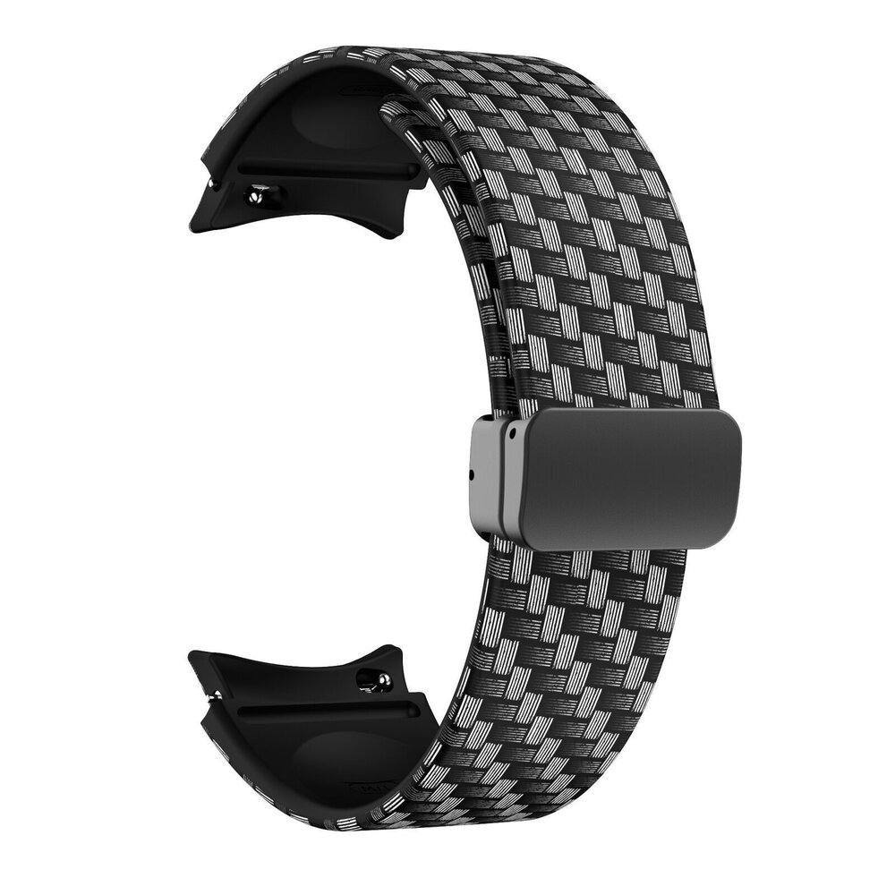 Strap-it Strap-it Carbon Fiber Bandje geschikt voor Samsung Galaxy Watch 5 (40mm / 44mm / Pro) magnetisch bandje - Incl. Oplader geschikt voor Samsung Galaxy Watch 5 40 mm / 44 mm / Pro (oplaadkabel)