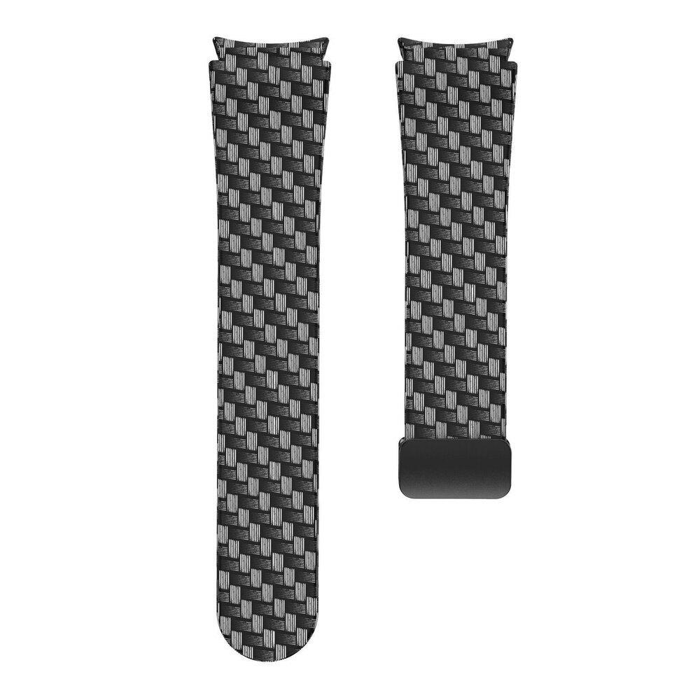 Strap-it Strap-it Carbon Fiber Bandje geschikt voor Samsung Galaxy Watch 5 (40mm / 44mm / Pro) magnetisch bandje - Incl. Oplader geschikt voor Samsung Galaxy Watch 5 40 mm / 44 mm / Pro (oplaadkabel)