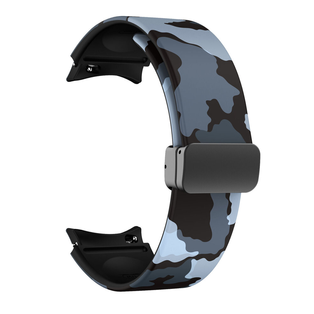 Strap-it Strap-it Grey Camo Bandje geschikt voor Samsung Galaxy Watch 5 (40mm / 44mm / Pro) magnetisch bandje - Incl. Oplader geschikt voor Samsung Galaxy Watch 5 40 mm / 44 mm / Pro (oplaadkabel)