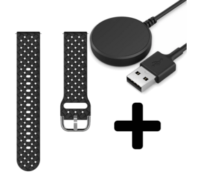 Strap-it GW5 - gevlochten siliconen bandje (zwart) + Oplader - Batch 2 (06-2023)