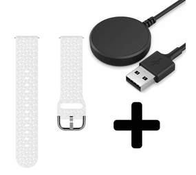 Strap-it GW5 - gevlochten siliconen bandje (wit) + Oplader - Batch 2 (06-2023)