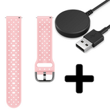 Strap-it GW5 - gevlochten siliconen bandje (roze) + Oplader - Batch 2 (06-2023)