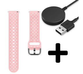 Strap-it GW5 - gevlochten siliconen bandje (roze) + Oplader - Batch 2 (06-2023)