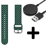 Strap-it GW5 - gevlochten siliconen bandje (donkergroen) + Oplader - Batch 2 (06-2023)