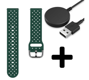 Strap-it GW5 - gevlochten siliconen bandje (donkergroen) + Oplader - Batch 2 (06-2023)