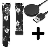 Strap-it Grey Flower GW5 - magnetisch bandje  + Oplader - Batch 2 (06-2023)