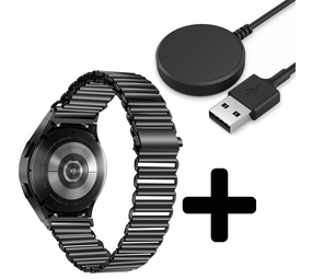 Strap-it GW5 - stalen loop bandje (zwart) + Oplader - Batch 2 (06-2023)