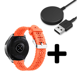 Strap-it GW5 - siliconen bandje met patroon (oranje) + Oplader - Batch 2 (06-2023)