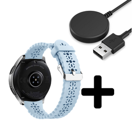 Strap-it GW5 - siliconen bandje met patroon (mist blauw) + Oplader - Batch 2 (06-2023)