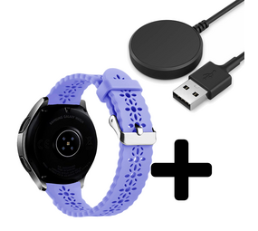 Strap-it GW5 - siliconen bandje met patroon (lila) + Oplader - Batch 2 (06-2023)