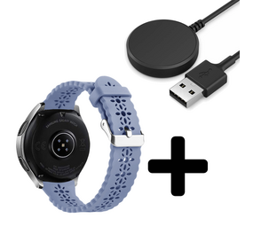 Strap-it GW5 - siliconen bandje met patroon (lavendel grijs) + Oplader - Batch 2 (06-2023)