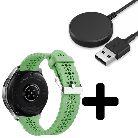 Strap-it Strap-it Bandje geschikt voor Samsung Galaxy Watch 5 (40mm / 44mm / Pro) siliconen bandje met patroon (groen) - Incl. Oplader geschikt voor Samsung Galaxy Watch 5 40 mm / 44 mm / Pro (oplaadkabel) Strap-it Strap-it Bandje geschikt voor Samsung Galaxy Watch 5 (40mm / 44mm / Pro) siliconen bandje met patroon (groen) - Incl. Oplader geschikt voor Samsung Galaxy Watch 5 40 mm / 44 mm / Pro (oplaadkabel)