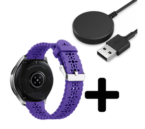 Strap-it GW5 - siliconen bandje met patroon (donkerpaars) + Oplader - Batch 2 (06-2023)