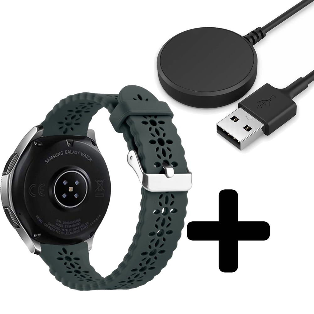 Strap-it Strap-it Bandje geschikt voor Samsung Galaxy Watch 5 (40mm / 44mm / Pro) siliconen bandje met patroon (dennengroen) - Incl. Oplader geschikt voor Samsung Galaxy Watch 5 40 mm / 44 mm / Pro (oplaadkabel) Strap-it Strap-it Bandje geschikt voor Samsung Galaxy Watch 5 (40mm / 44mm / Pro) siliconen bandje met patroon (dennengroen) - Incl. Oplader geschikt voor Samsung Galaxy Watch 5 40 mm / 44 mm / Pro (oplaadkabel)