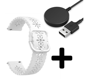 Strap-it GW5 - siliconen bandje met patroon (wit) + Oplader - Batch 2 (06-2023)