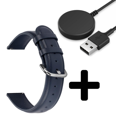 Strap-it Strap-it Bandje geschikt voor Samsung Galaxy Watch 5 (40mm / 44mm / Pro) bandje leren bandje (donkerblauw) - Incl. Oplader geschikt voor Samsung Galaxy Watch 5 40 mm / 44 mm / Pro (oplaadkabel) Strap-it Strap-it Bandje geschikt voor Samsung Galaxy Watch 5 (40mm / 44mm / Pro) bandje leren bandje (donkerblauw) - Incl. Oplader geschikt voor Samsung Galaxy Watch 5 40 mm / 44 mm / Pro (oplaadkabel)