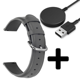 Strap-it GW5 - leren bandje (donkergrijs) + Oplader - Batch 2 (06-2023)