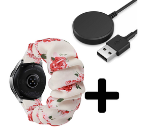 Strap-it GW5 - scrunchie bandje (bloemen) + Oplader - Batch 2 (06-2023)