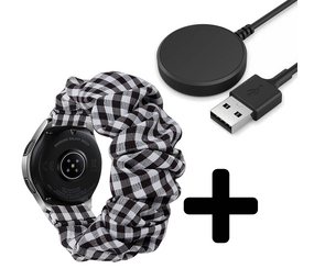 Strap-it GW5 - scrunchie bandje (geruit) + Oplader - Batch 2 (06-2023)