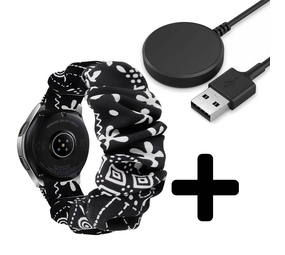 Strap-it GW5 - scrunchie bandje (zwart mix) + Oplader - Batch 2 (06-2023)