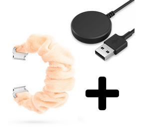 Strap-it GW5 - Scrunchie bandje (beige) + Oplader - Batch 2 (06-2023)