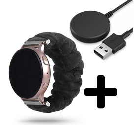 Strap-it GW5 - Scrunchie bandje (zwart) + Oplader - Batch 2 (06-2023)