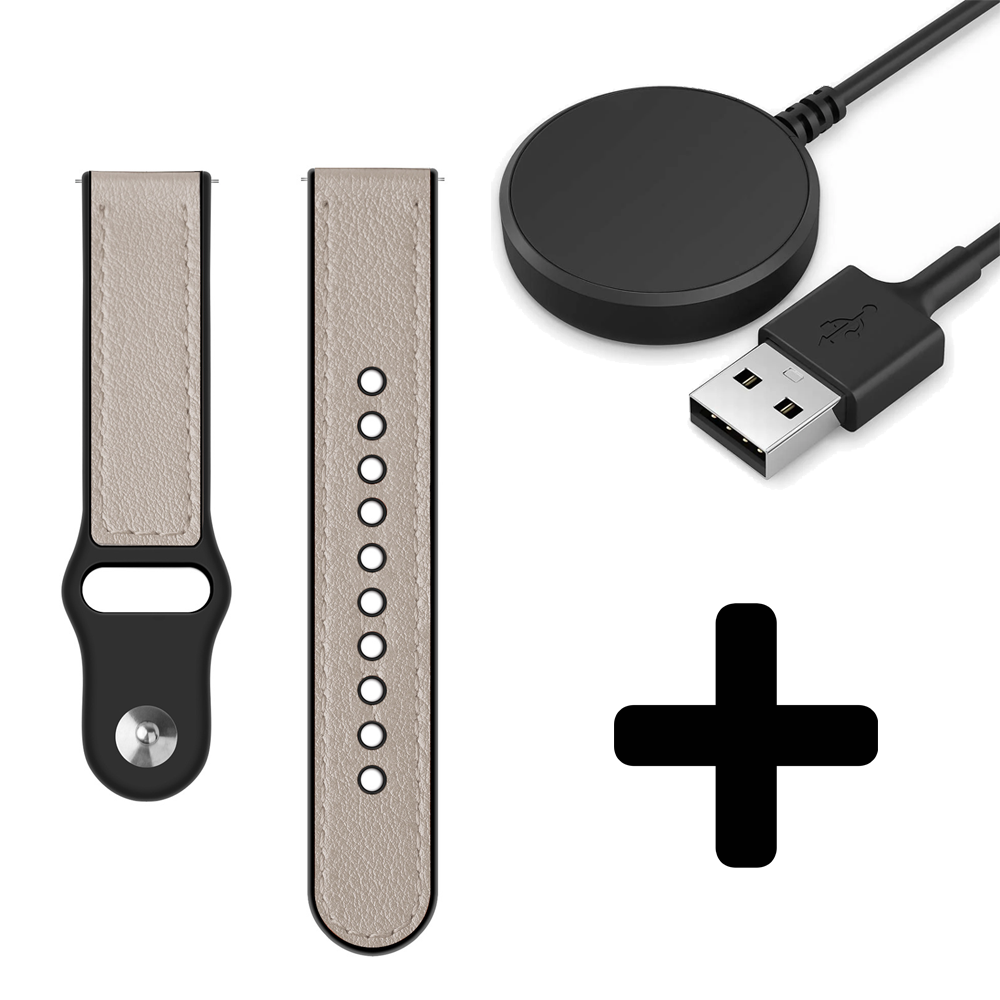 Strap-it Strap-it Bandje geschikt voor Samsung Galaxy Watch 5 (40mm / 44mm / Pro) siliconen hybrid bandje (wit) - Incl. Oplader geschikt voor Samsung Galaxy Watch 5 40 mm / 44 mm / Pro (oplaadkabel)