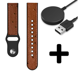 Strap-it GW5 - siliconen hybrid bandje (bruin) + Oplader - Batch 2 (06-2023)