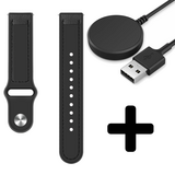 Strap-it GW5 - siliconen hybrid bandje (zwart) + Oplader - Batch 2 (06-2023)