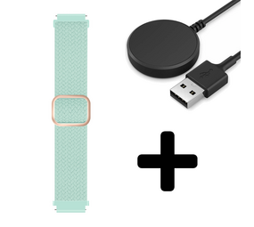 Strap-it GW5 - verstelbaar geweven bandje (turquoise) + Oplader - Batch 2 (06-2023)