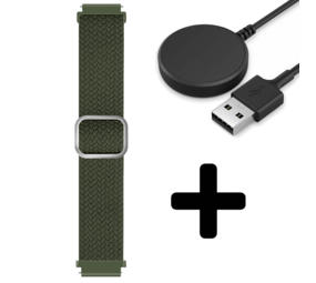 Strap-it GW5 - verstelbaar geweven bandje (groen) + Oplader - Batch 2 (06-2023)