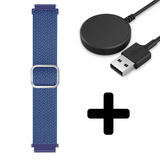 Strap-it GW5 - verstelbaar geweven bandje (blauw) + Oplader - Batch 2 (06-2023)