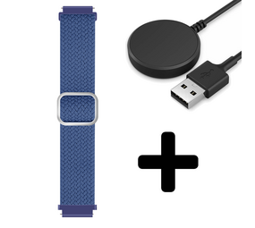 Strap-it GW5 - verstelbaar geweven bandje (blauw) + Oplader - Batch 2 (06-2023)