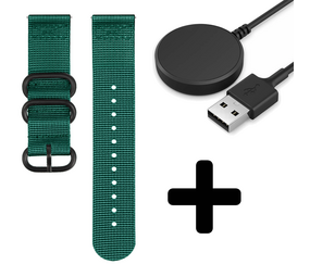 Strap-it GW5 - nylon gesp band (donkergroen) + Oplader - Batch 2 (06-2023)