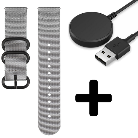 Strap-it Strap-it Bandje geschikt voor Samsung Galaxy Watch 5 (40mm / 44mm / Pro) nylon gesp band (grijs) - Incl. Oplader geschikt voor Samsung Galaxy Watch 5 40 mm / 44 mm / Pro (oplaadkabel) Strap-it Strap-it Bandje geschikt voor Samsung Galaxy Watch 5 (40mm / 44mm / Pro) nylon gesp band (grijs) - Incl. Oplader geschikt voor Samsung Galaxy Watch 5 40 mm / 44 mm / Pro (oplaadkabel)