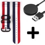 Strap-it GW5 - nylon gesp band (3-kleurig)  + Oplader - Batch 2 (06-2023)