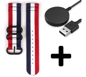 Strap-it GW5 - nylon gesp band (3-kleurig)  + Oplader - Batch 2 (06-2023)