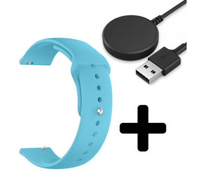 Strap-it GW5 - sport bandje (lichtblauw) + Oplader - Batch 2 (06-2023)