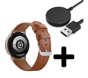 Strap-it GW5 - leren bandje (strak bruin) + Oplader - Batch 2 (06-2023)