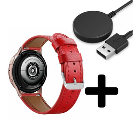 Strap-it GW5 - leren bandje (rood) + Oplader - Batch 2 (06-2023)