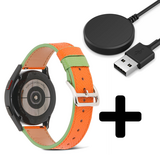 Strap-it GW5 - leren bandje (oranje-groen) + Oplader - Batch 2 (06-2023)