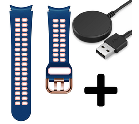 Strap-it GW5 - sport square bandje (blauw/roze) + Oplader - Batch 2 (06-2023)