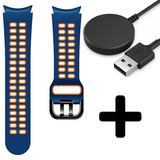 Strap-it GW5 - sport square bandje (blauw/oranje) + Oplader - Batch 2 (06-2023)