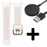 Strap-it GW5 - sport square bandje (wit/roze) + Oplader - Batch 2 (06-2023)