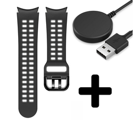 Strap-it GW5 - sport square bandje (zwart/grijs) + Oplader - Batch 2 (06-2023)