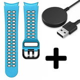 Strap-it GW5 - sport square bandje (lichtblauw/zwart) + Oplader - Batch 2 (06-2023)