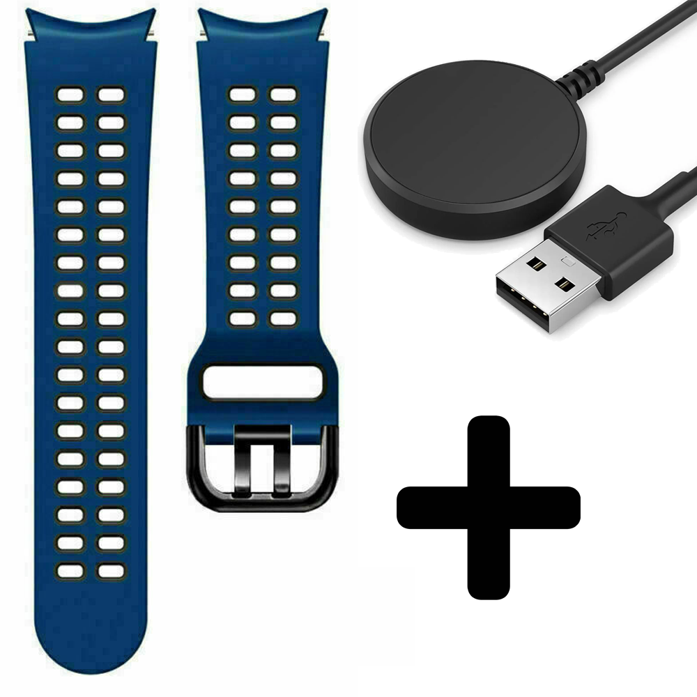Strap-it Strap-it Bandje geschikt voor Samsung Galaxy Watch 5 (40mm / 44mm / Pro) sport square bandje (donkerblauw/zwart) - Incl. Oplader geschikt voor Samsung Galaxy Watch 5 40 mm / 44 mm / Pro (oplaadkabel) Strap-it Strap-it Bandje geschikt voor Samsung Galaxy Watch 5 (40mm / 44mm / Pro) sport square bandje (donkerblauw/zwart) - Incl. Oplader geschikt voor Samsung Galaxy Watch 5 40 mm / 44 mm / Pro (oplaadkabel)