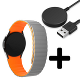 Strap-it GW5 - magnetisch siliconen bandje (grijs/oranje) + Oplader - Batch 2 (06-2023)