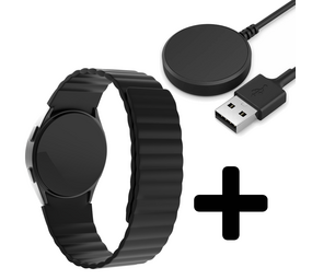 Strap-it GW5 - magnetisch siliconen bandje (zwart) + Oplader - Batch 2 (06-2023)