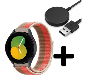 Strap-it GW5 - nylon band (pink pomelo) + Oplader - Batch 2 (06-2023)